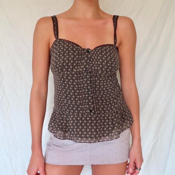 LOFT Tops - ANNE TAYLOR LOFT BLACK VINTAGE BUTTON UP Y2K BLOUSE TOP SIZE 4